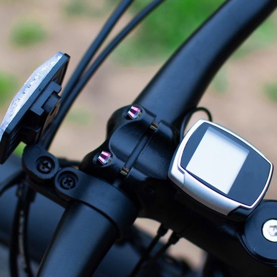 Jeu De 6 Vis De Potence Vélo M5 X 18 Mm En Alliage Titane - Rouge - Avec Entretoises - Haute Résistance Pour VTT, Vélo Route - 3