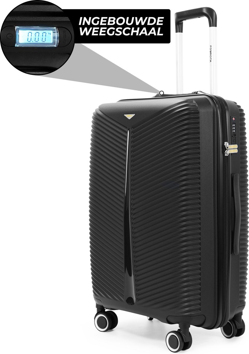 Fourota Middelgrote Koffer met Weegschaal – Voorkom Overbagage – TSA Slot – Lichtgewicht – 360° Wielen – 24 inch – Zwart