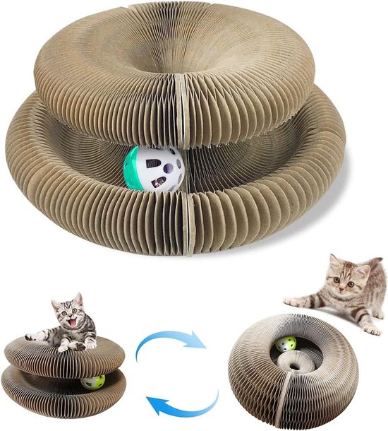 Conlun 5 stuks krabpaal voor katten met doos, groot dubbelzijdig karton, interactieve gaten, vuilafstotend, meubelbescherming (groot, wit Conlun 5 stuks krabpaal voor katten met doos, groot dubbelzijdig karton, interactieve gaten, vuilafstotend, meubelbescherming (groot, wit