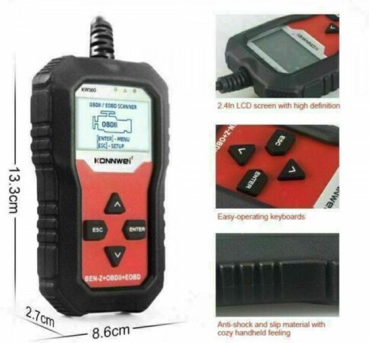 Konnwei KW360 12v Volledige Systeem Diagnostische Scanner Voor Mercedes Benz thumbnail 6