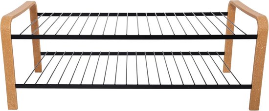 LM 390 Eco Wood Shoe Rack Powder Coated Shoe Rack Space Saving 470 mm Wide Ideal for Cupboards, Hallway Furniture and Small Spaces, Shoe Organiser for Cupboards and Cabinets, Silver Wood