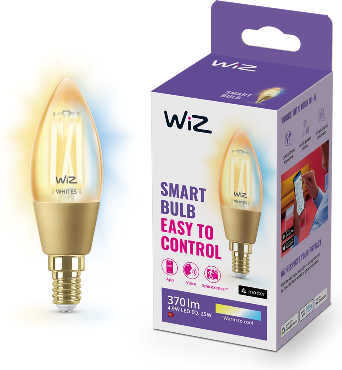 Wiz Filament amber C35 E14 Wifi + Bluetooth protocol