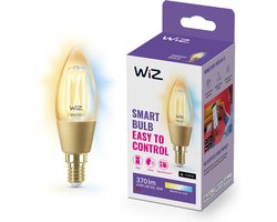 WiZ Filament Kaarslamp - Warm- tot Koelwit Licht - Slimme LED Verlichting - E14 fitting - 25W - Goud - Wi-Fi