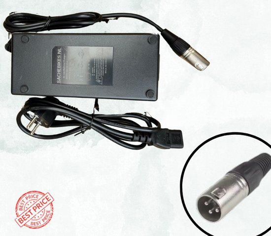 Oplader voor E-bike - Voor 48V Accu's - 54,6V - 1,8A - 100W - XLR 3-pin - Zwart - voor merken zoals knaap — afbeelding 3