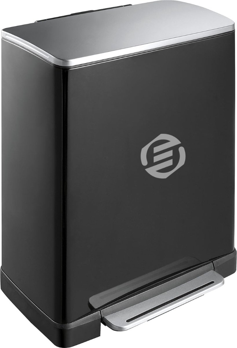 Goedkoopste Equivera Pedaalemmer 50 Liter - Mat Zwart - Afvalzakbevestiging - Vingerafdrukvrij - Prullenbak 50 Liter - Afvalemmer 50 Liter - Pedaalemmer - Prullenbak - Afvalemmer