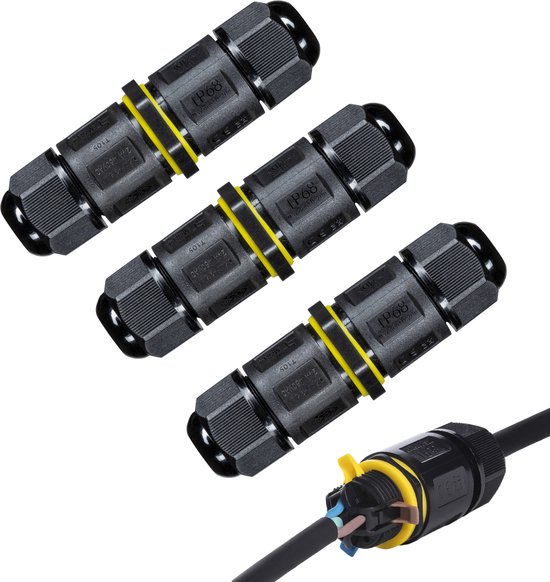 Boîte De Jonction Étanche IP68 B2C - Connecteur Pour Câblage Extérieur - 2 Ou 3 Pins - Noir - Fabriqué En Pologne