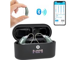 WizBay Premium Select® 2x DSP 16 Channel Intelligent digitaal Gehoorapparaat Oplaadbaar met APP IOS of Android - Bluetooth - Tinnitus Masking & Noise Reduction - R&L Instellen App - Gehoorversterker - Hoortoestel - AHO (Achter het Oor) - FAGG - Grijs