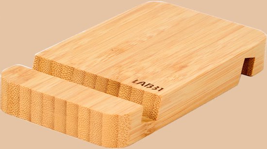 Support De Téléphone/tablette En Bambou Naturel - Universel 4 à 10 Pouces, Avec Trou De Charge - Pour Bureau, Voyage, Visioconférence