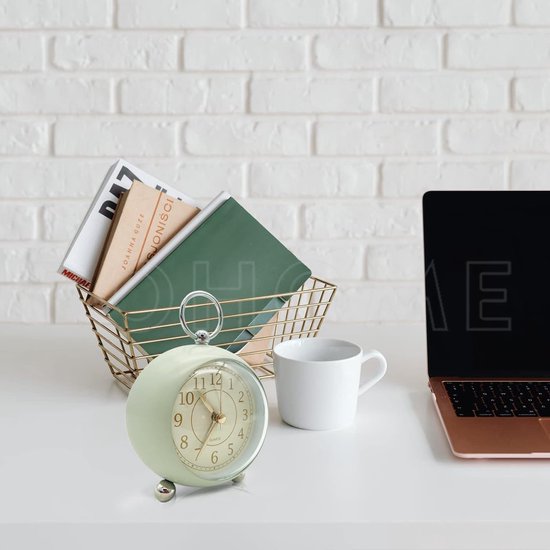 Petit Réveil Vintage Vert Avec Veilleuse - Silencieux Quartz, Décoratif Pour Chambre Et Bureau