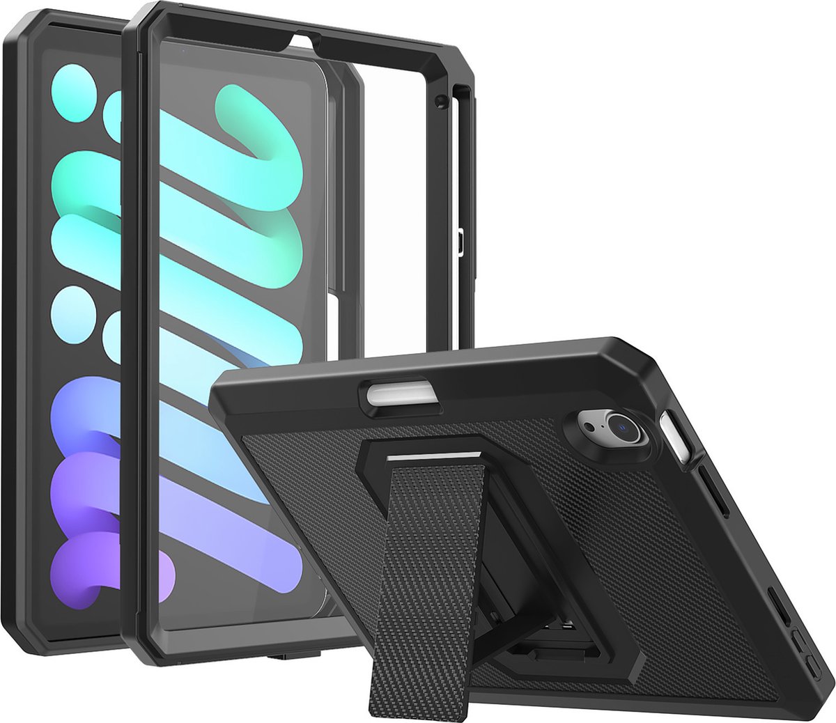Cazy hoes geschikt voor iPad Mini 7 / iPad Mini 6 - Heavy Duty - Zwart