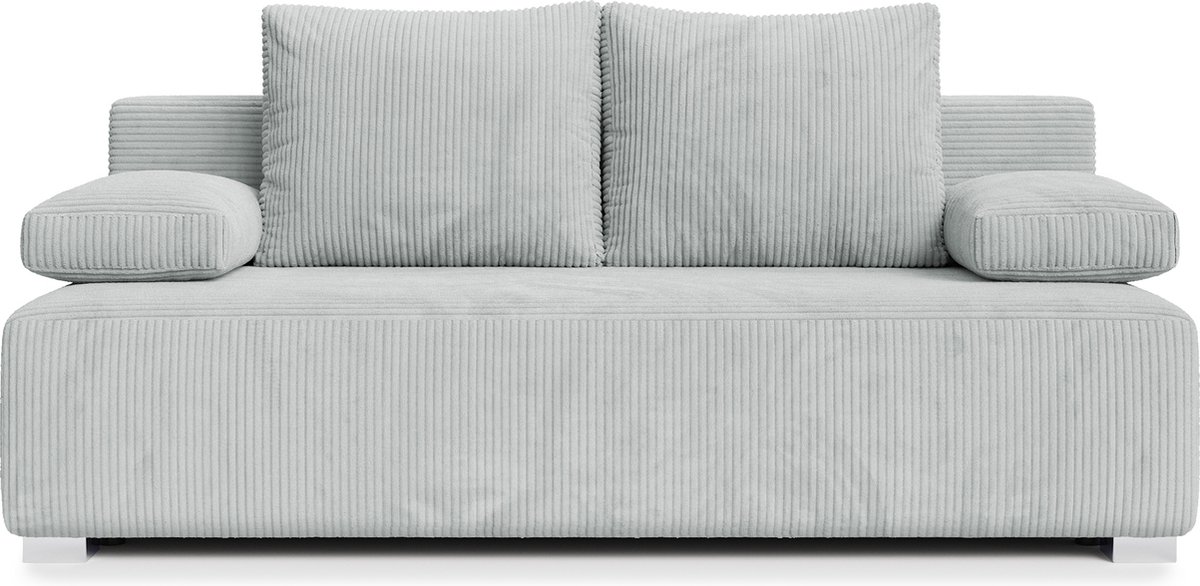 Selsey - FARMOSA - Opvouwbare bank met slaapfunctie en beddengoedcontainer - corduroy - lichtgrijs