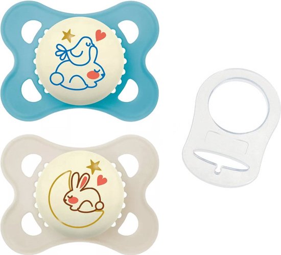 MAM Fopspeen Original Pure Night Siliconen - 0-6 maanden - Boy | 100% duurzame fopspeen MAM met fopspeen ring