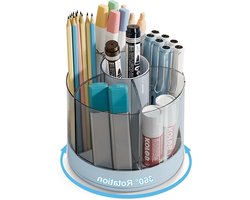 Swivel Pen Holder Desk Organiser 360° Rotatable Blue - Office Supplies Storage