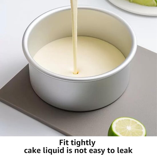 Moule à gâteau rond 4 pièces 22 cm rond, 8 cm de hauteur, moule à gâteau rond, moule à gâteau rond en aluminium, revêtement antiadhésif, argent