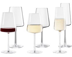 Stölzle Lausitz POWER Glazenset – 6-delig | 2x Rode, 2x Witte Wijnglazen & 2x Champagneglazen