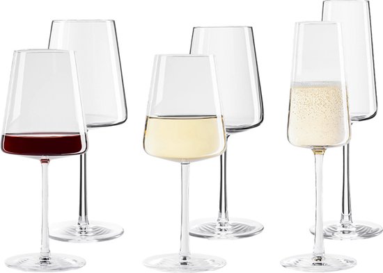 Stölzle Lausitz POWER Glazenset – 6-delig | 2x Rode, 2x Witte Wijnglazen & 2x Champagneglazen