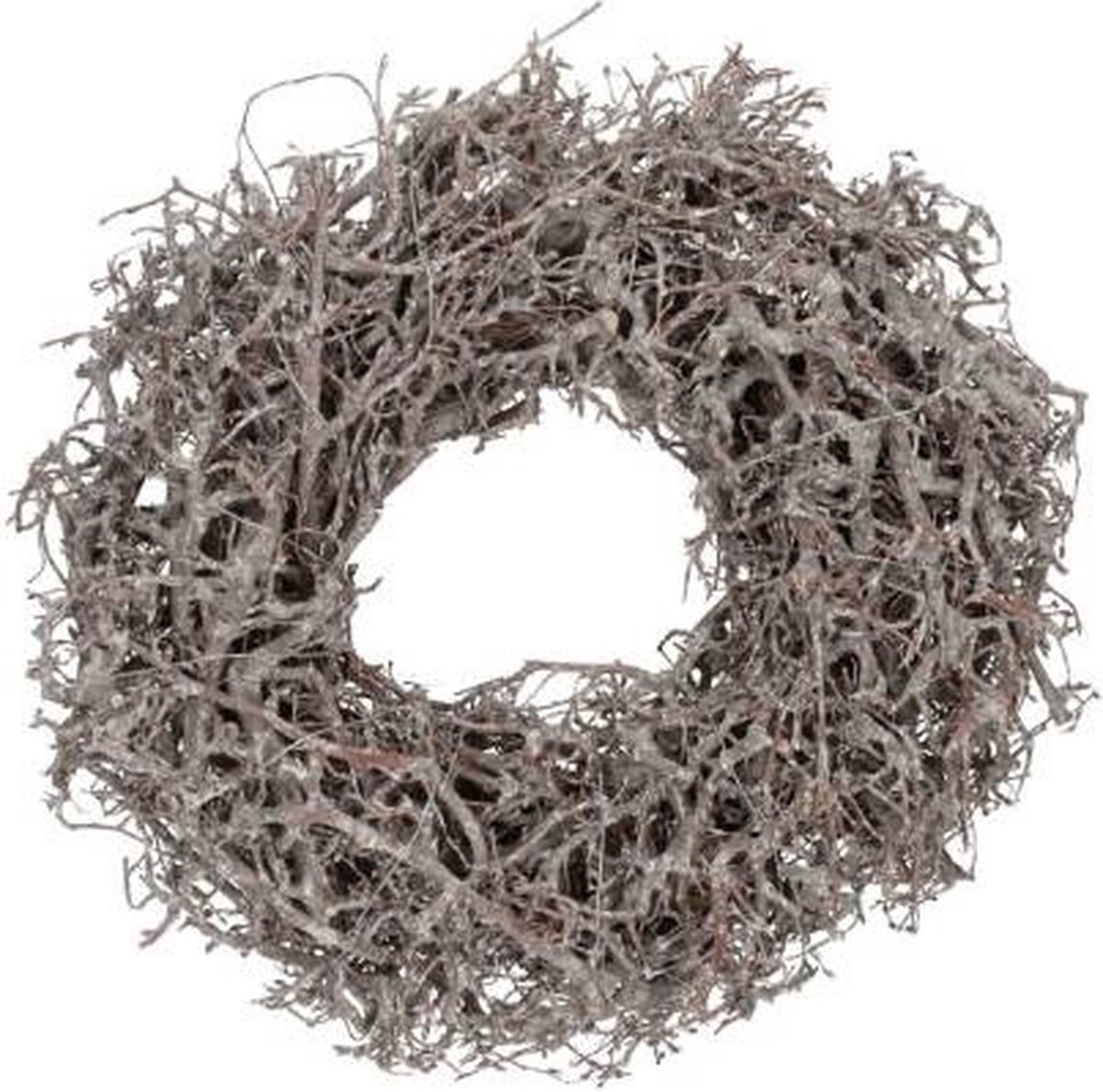 DBT Kerstkrans Bonsaikrans Bonsai - Hout - Frosted - Wit - D60cm