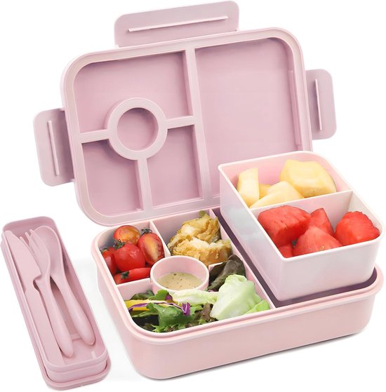 JYPS 3-delige lunchtas en bentobox-set voor kinderen, geïsoleerde lunchtas, bento-lunchbox met meerdere compartimenten en waterfles voor kinderen vanaf 4 jaar, lekvrije lunchcontainers voor meisjes