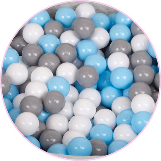 Selonis Ballenbad voor kinderen met 200 ballen ∅6cm 90x30cm - Ballenbak voor Baby's rond - Ballenbak ballen kleurrijke - Met schuimvulling - Ballenbad foam - Voor sensorische - Hellgrau: Wit Grijs Babyblauw van Selonis — afbeelding 2