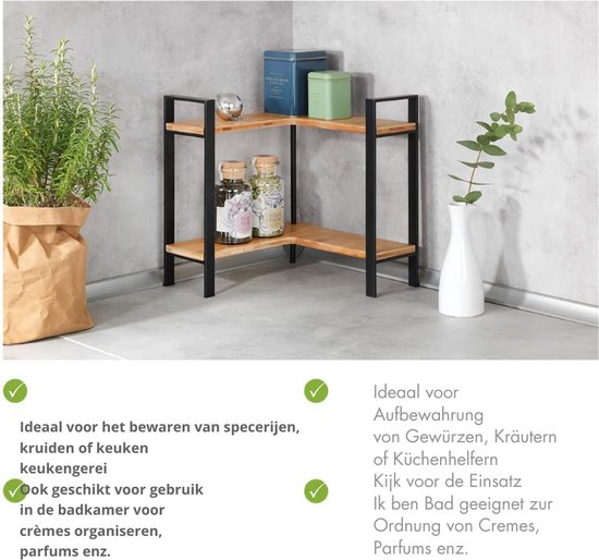 Bamboe Opbergrek Metalen Valetstandaard Met Bamboe Plankjes – Zwart, 5 Vakken, Voor In De Hal Of Slaapkamer 40.5x22x114.5 Cm Standaard
