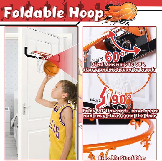 Mini Basketbalhoepelset Voor Binnen En Buiten Met 4 Ballen Draagbaar 