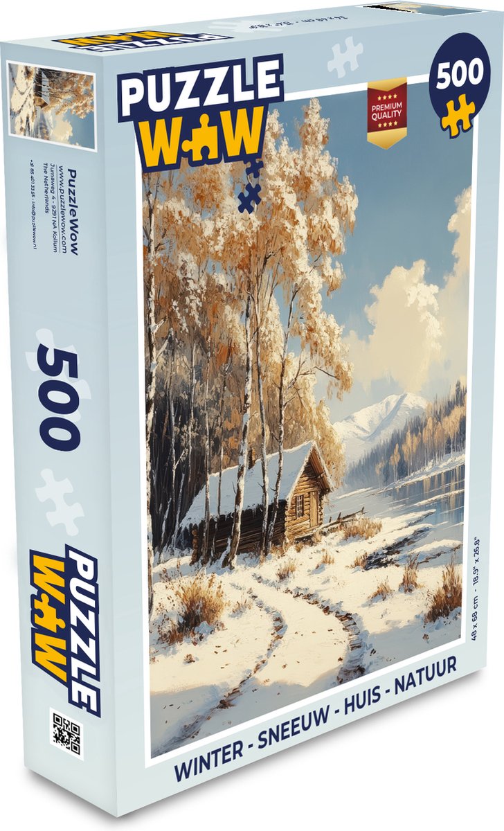 Puzzel Winter - Sneeuw - Huis - Natuur - Legpuzzel - Puzzel 500 stukjes