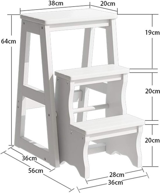 Gulanmu houten opstapkruk 13 cm voor volwassenen en senioren, met antislip rubberen pad, voor binnen en buiten
