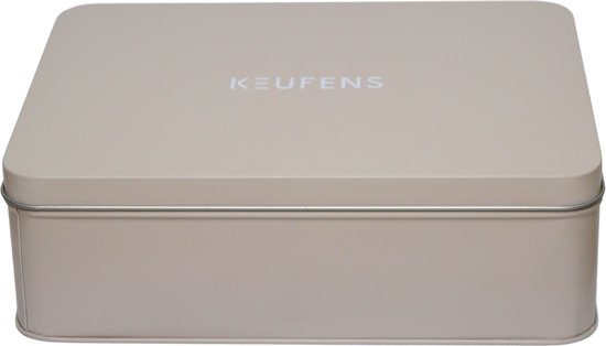 Keufens Koektrommel - 22x16x6,5 cm - Koekjestrommel - Koekjesdoos - Koekblik - Koekendoos - Beige - Luchtdicht