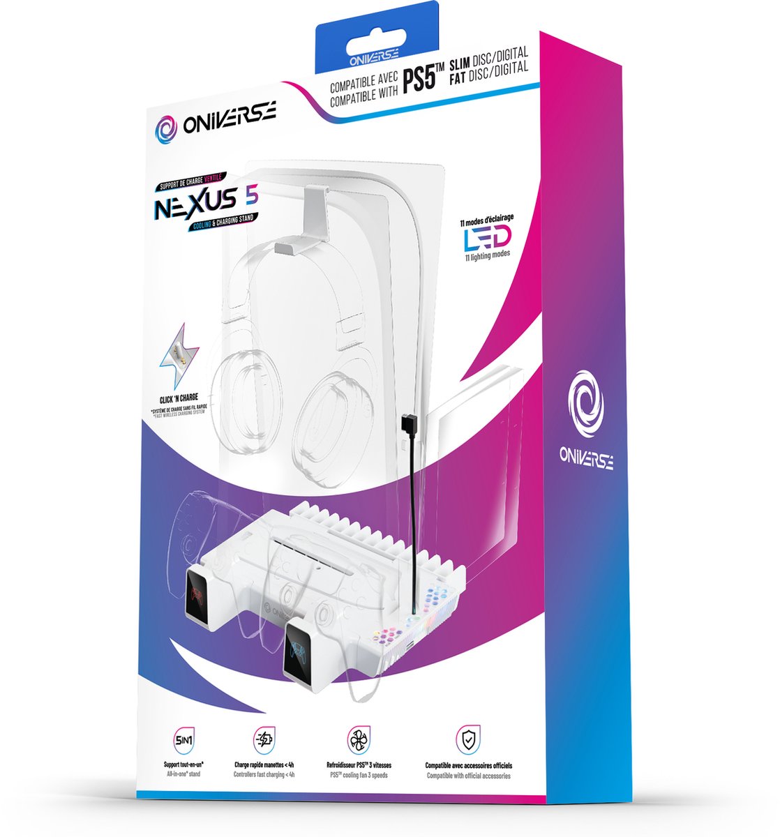 ONIVERSE – Nexus 5 PlayStation 5 – 5 in 1 opbergstation - Wit