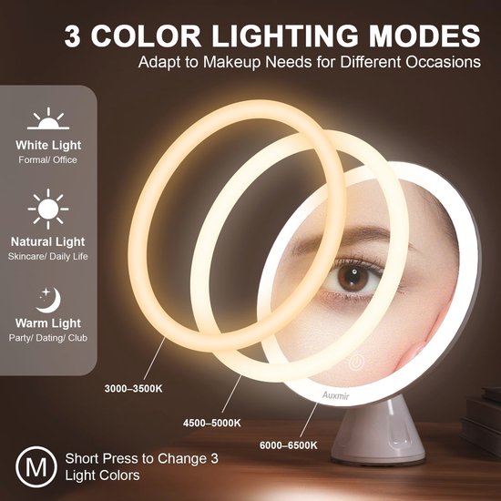 Draagbare 10x Vergrotende Make-up Spiegel met LED Verlichting - 360° Draaibaar en Zuignap Bevestiging van Eldurá — afbeelding 3