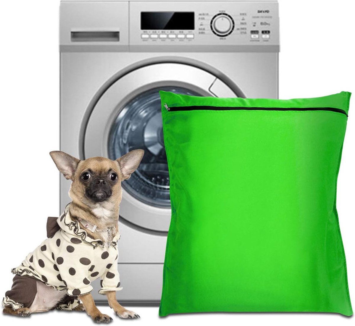 Goedkoopste Waszakken voor huisdieren - Waszakken van twill polyester - Grote waszakken met rits - Voorkomt dat waszakken verstopt raken door dierenhaar - Waszakken voor huisdierendekens - Geweldig voor honden en katten (70x80cm) - groente-L