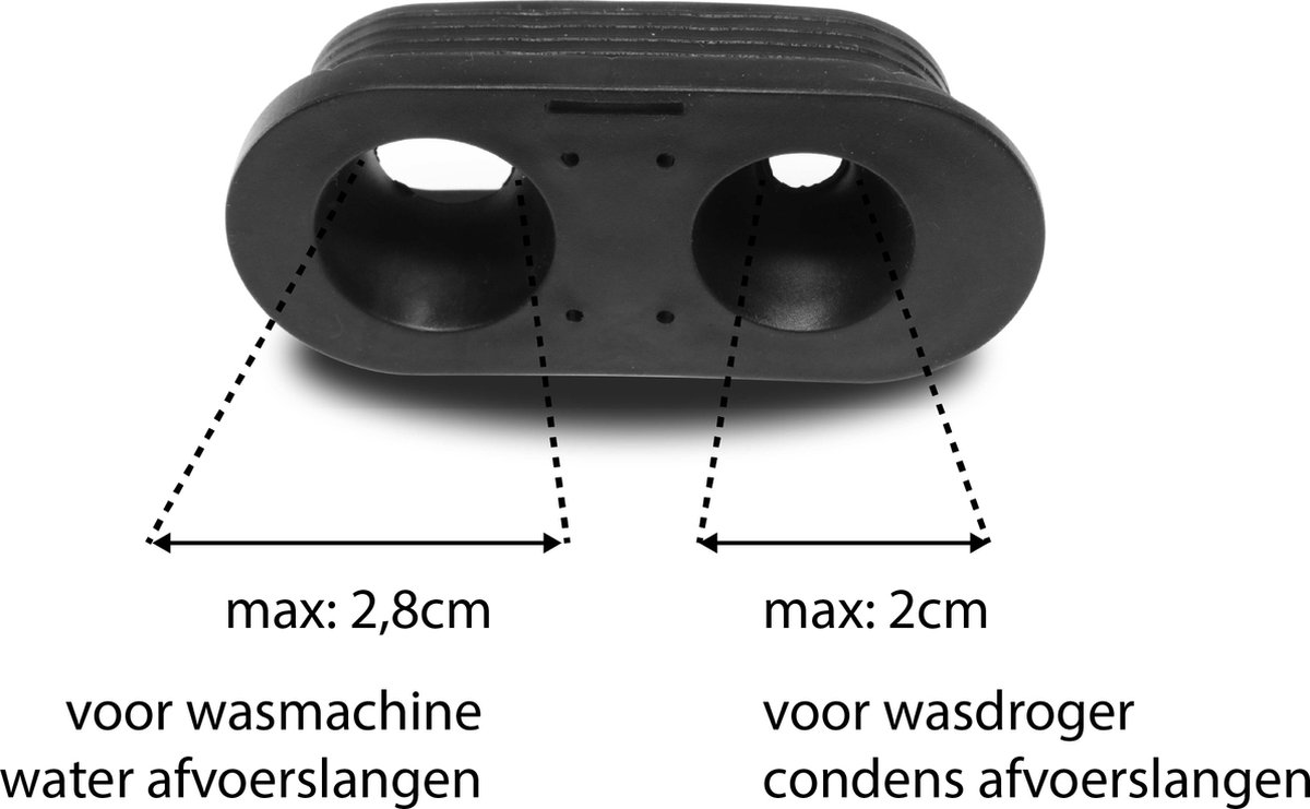 Dparts afvoer y-stuk met rubberen dop - voor wasmachine en droger - duo dubbele splitter - condens water afvoerslang verdubbelaar — afbeelding 3