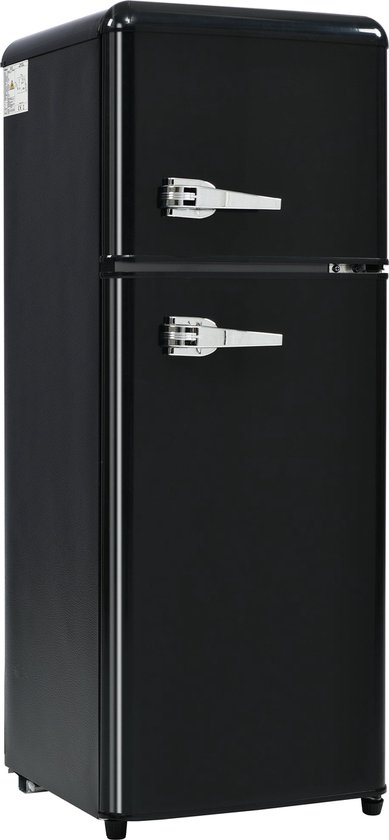 Merax Retro Mini Koelkast 92L – Koel-vriescombinatie – Zwart – Energieklasse D