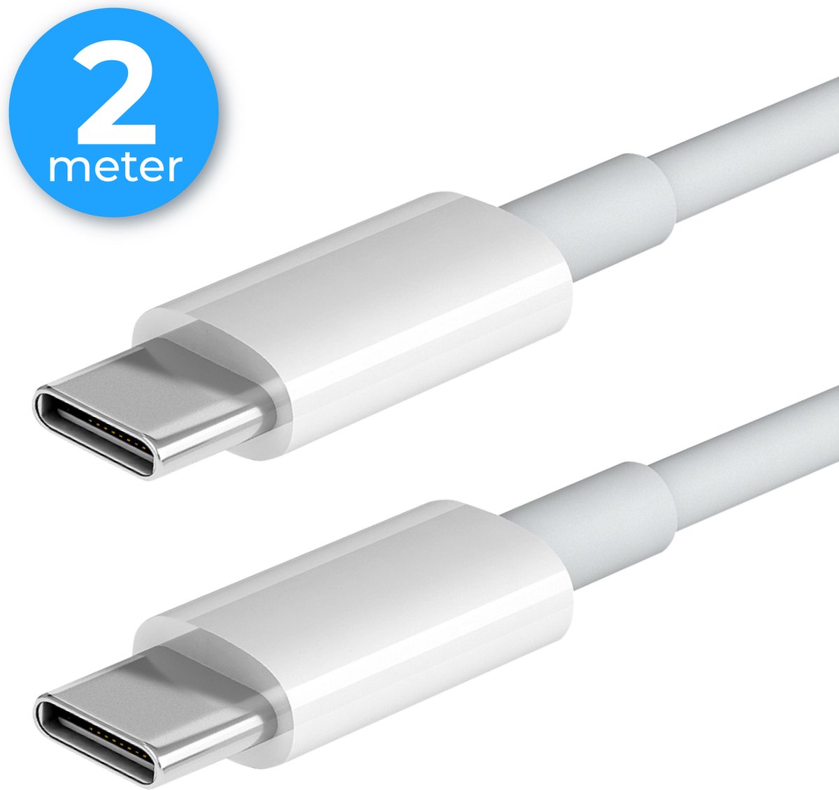 Nuvance Usb C Kabel - 100W - Usb C naar Usb C - 2 Meter - Usb-C Kabels - Snellader - 480Mb/ps Data - Usb C Oplader - Wit