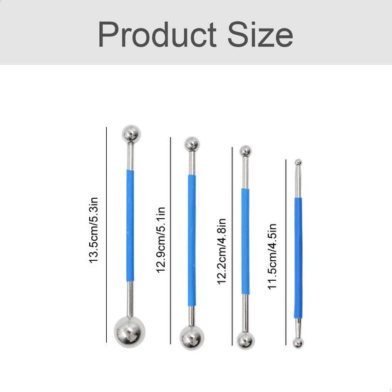 HTML Gereedschap Scraper Kit - Metaal Bal Professioneel Voeggereedschap - Sealant Tool Badkamer Keuken - Pottenbakken Decoreren Gereedschap - Blauw 4 Stuks .