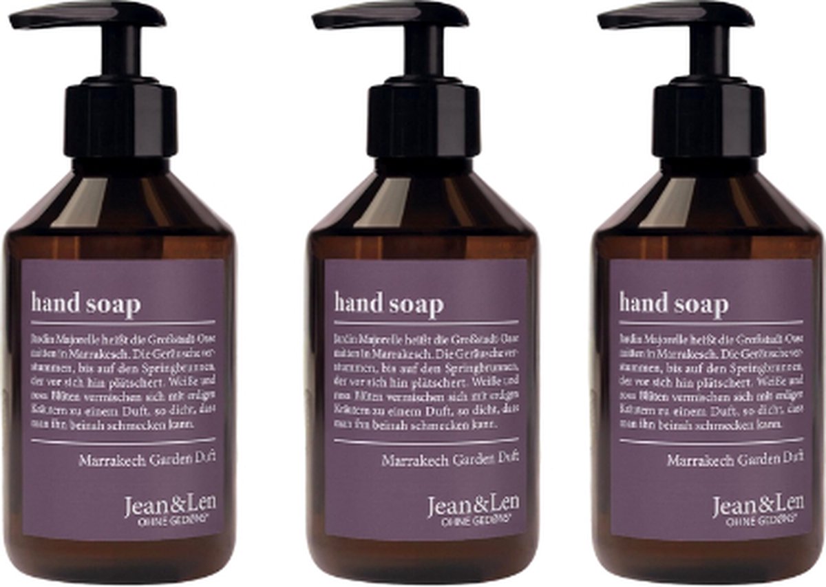 Goedkoopste Jean & Len Handzeep | 3x 250 ml Vloeibare zeep | Marrakesh Garden | VOORDEELVERPAKKING - 3 stuks Luxe Handzeep