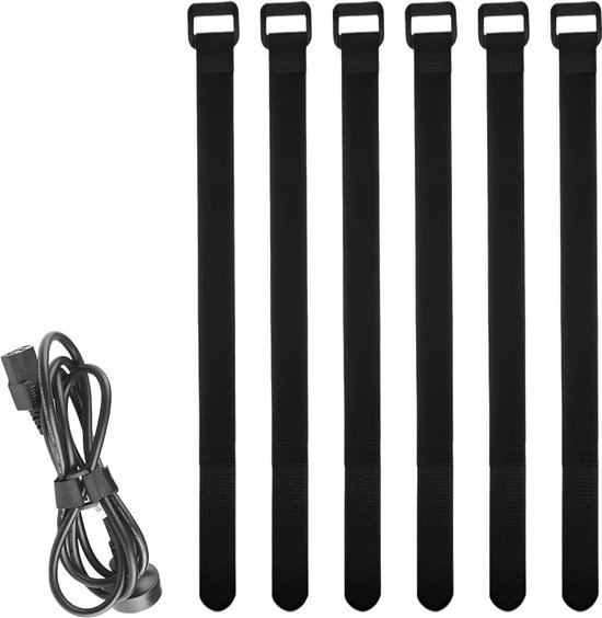 Aiqeer 30 stuks 30 cm zwarte kabelriemen, herbruikbare kabelbinders, multifunctionele haak- en lusbevestigingsriemen, voor kabelbeheer