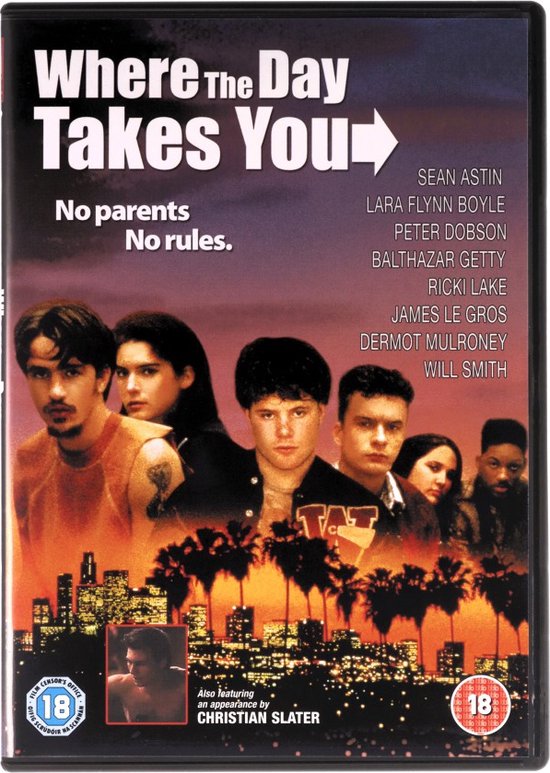Voorkant van de DVD-hoes met de titel 'Where The Day Takes You'. Een groep jongeren staat voor een stadslandschap.