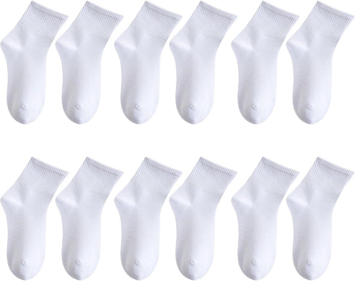 Zuiver-witte dames sokken - 6 paar teamsokken voor sport en ballet Maat Medium .
