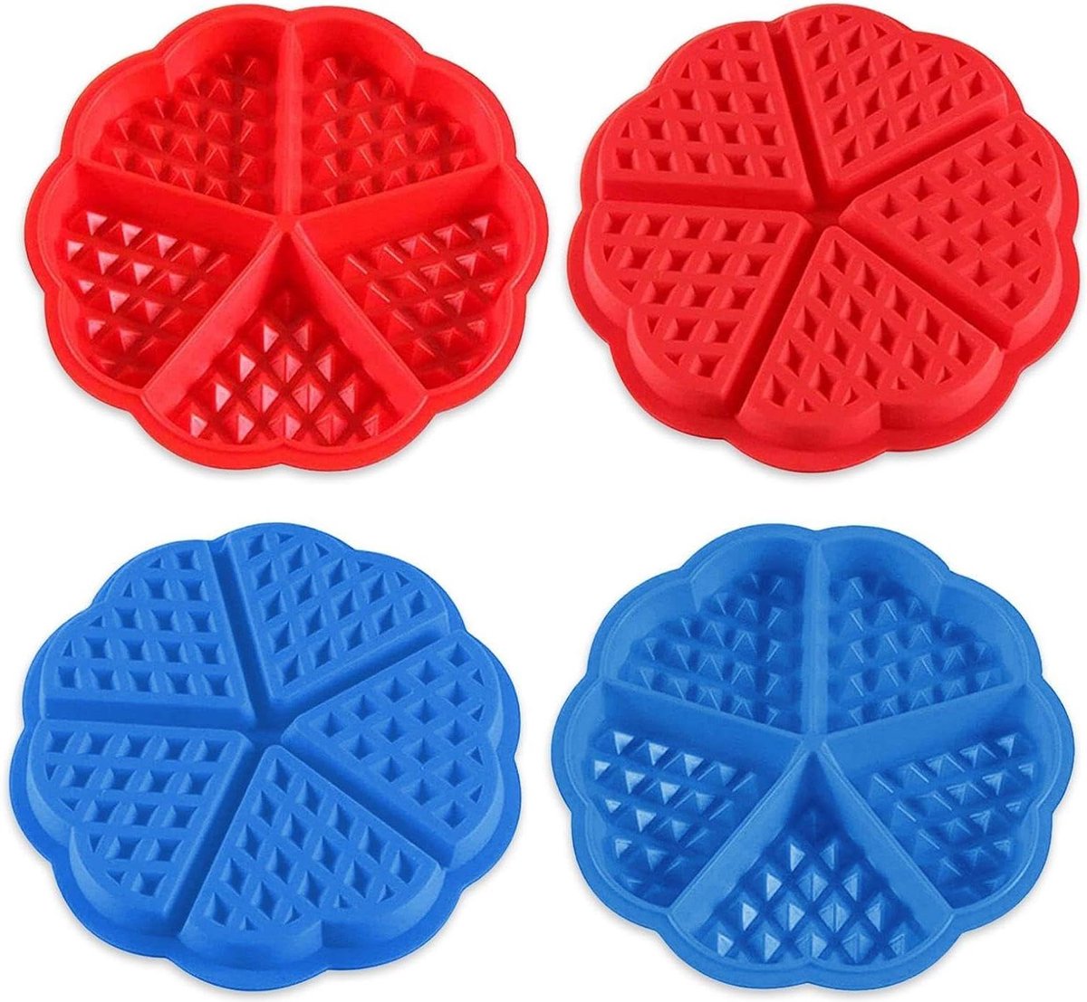 Siliconen wafelvormen bakgereedschap voor taarten koekjes - Set van 4 stuks .
