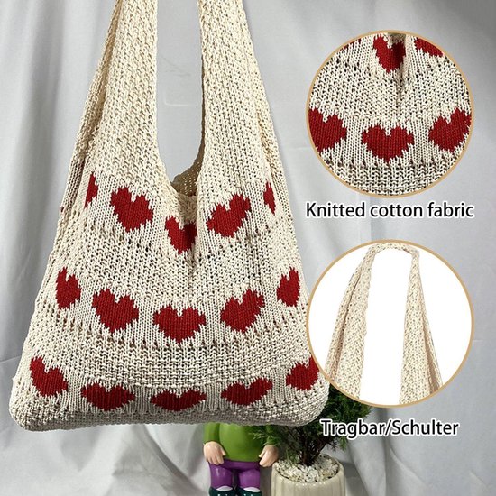 Teksome Roze hart tas - pluche hartvormige tas, zachte grote