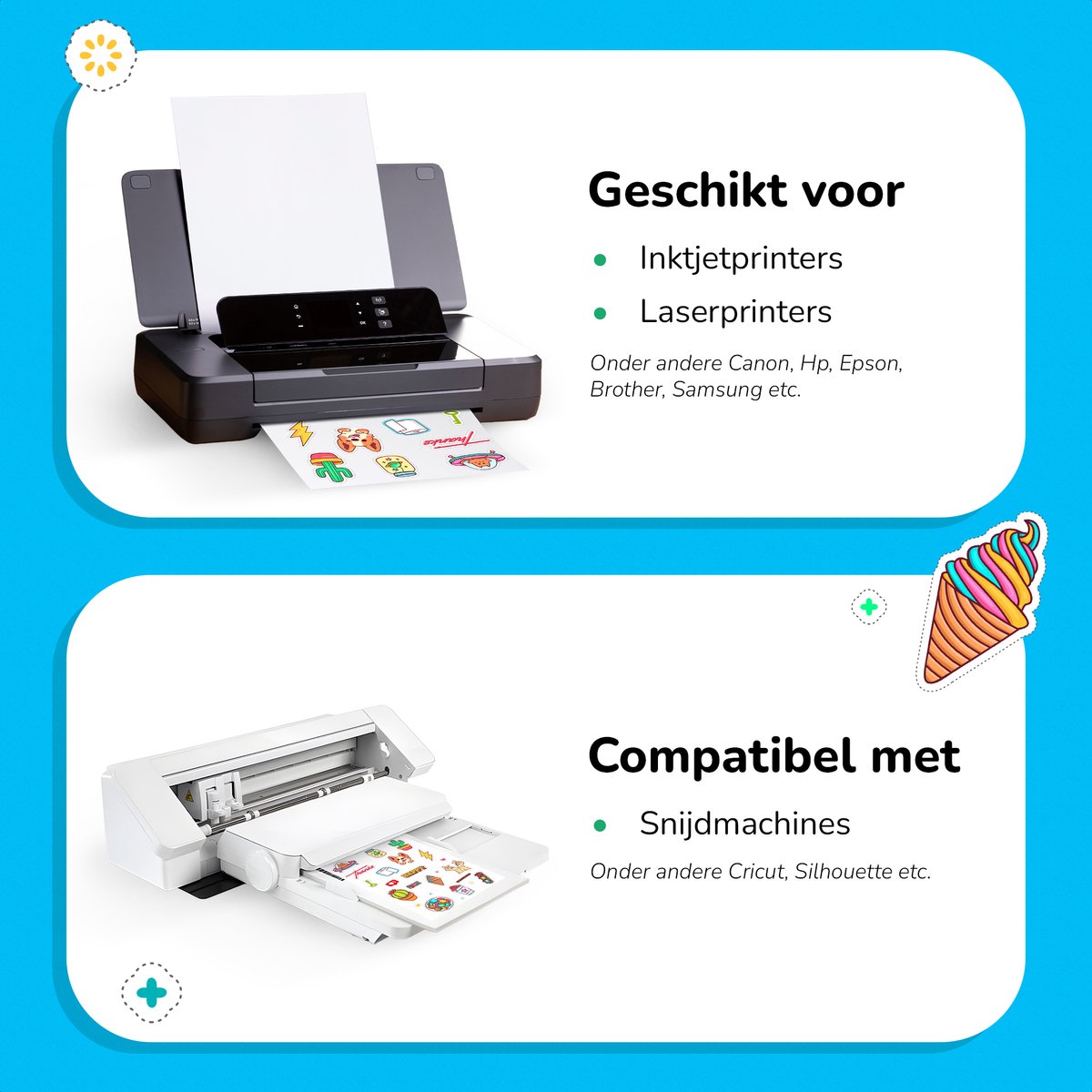 36 Glossy Vinyl Stickervellen A4 – Waterbestendig Stickerpapier voor Inkjet & Laser Printer - Geschikt voor Snijmachines — afbeelding 3