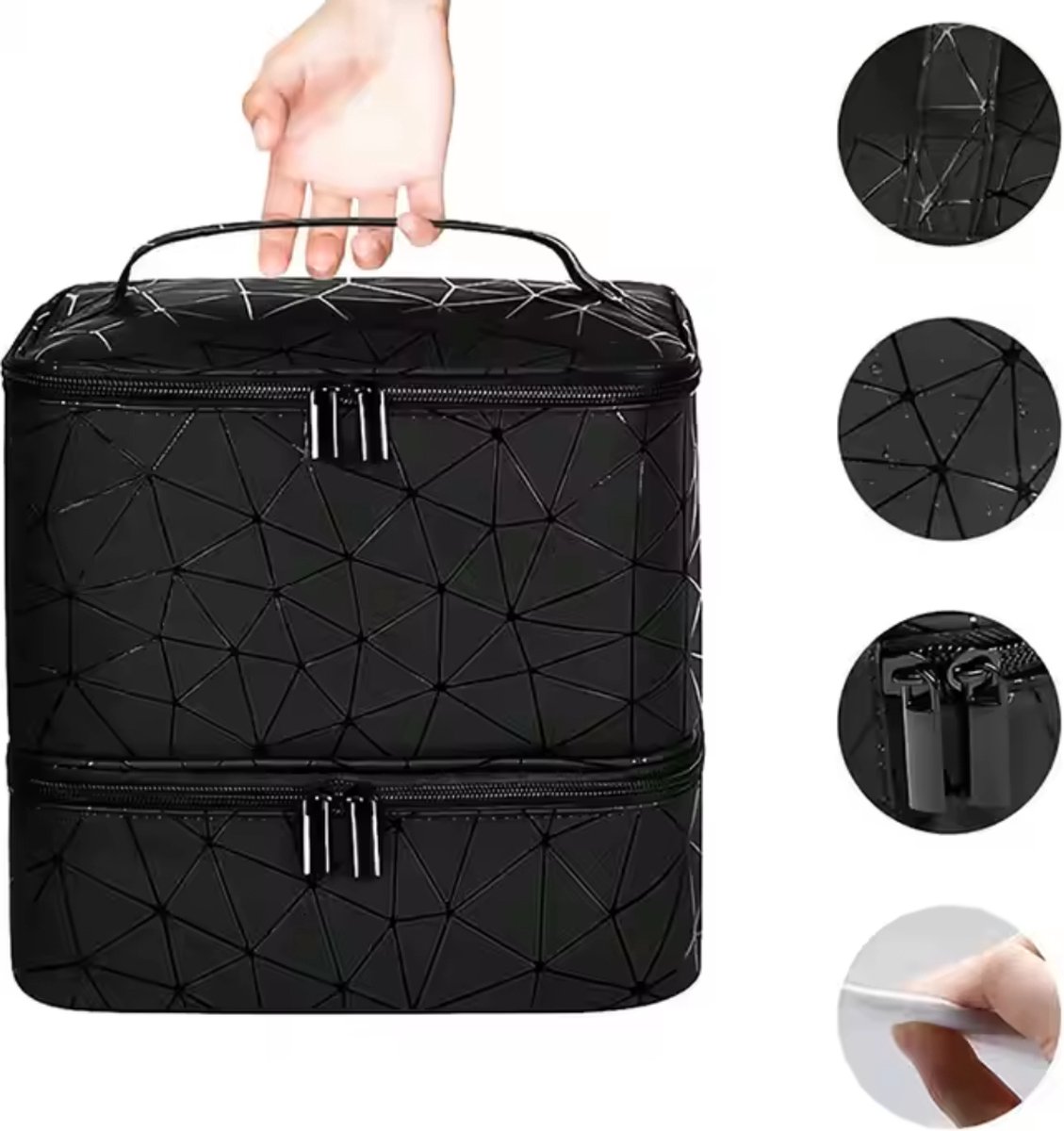 LumiWay Make-up Opbergtas - Opberg Tas - Organizer Idiaal voor het Opbergen van Make up & Nagel Producten - Opbergkoffer Zwart
