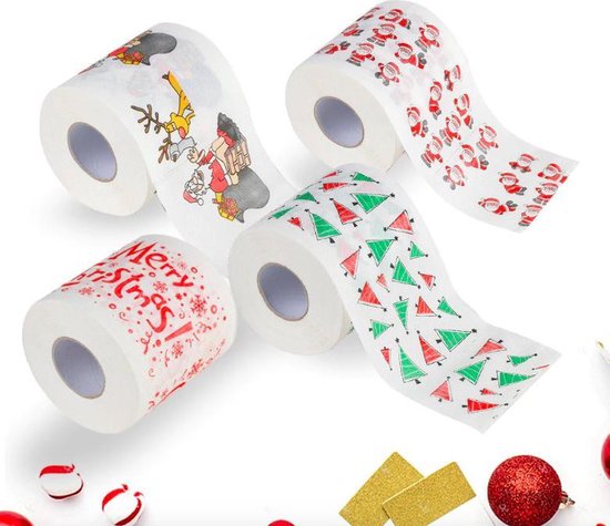 Kerst toiletpapier - toiletpapier kerst - fout kerstcadeau - 4 stuks |  bol.com