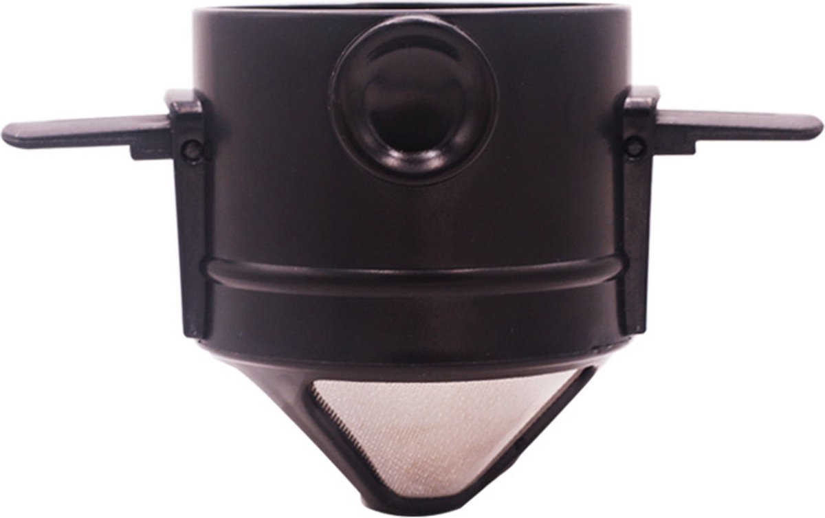 Koffiefilter - Koffiefilterhouder - Herbruikbaar - voor het kamperen thuis kantoor reizen - Papierloos Giet Over Koffiedruppelaar - 7.5*7.5*7.5CM - zwart - rvs