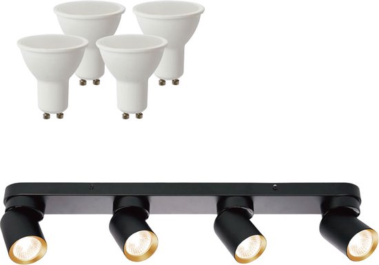 Spot 4 lichts | zwart | GU10 | modern design