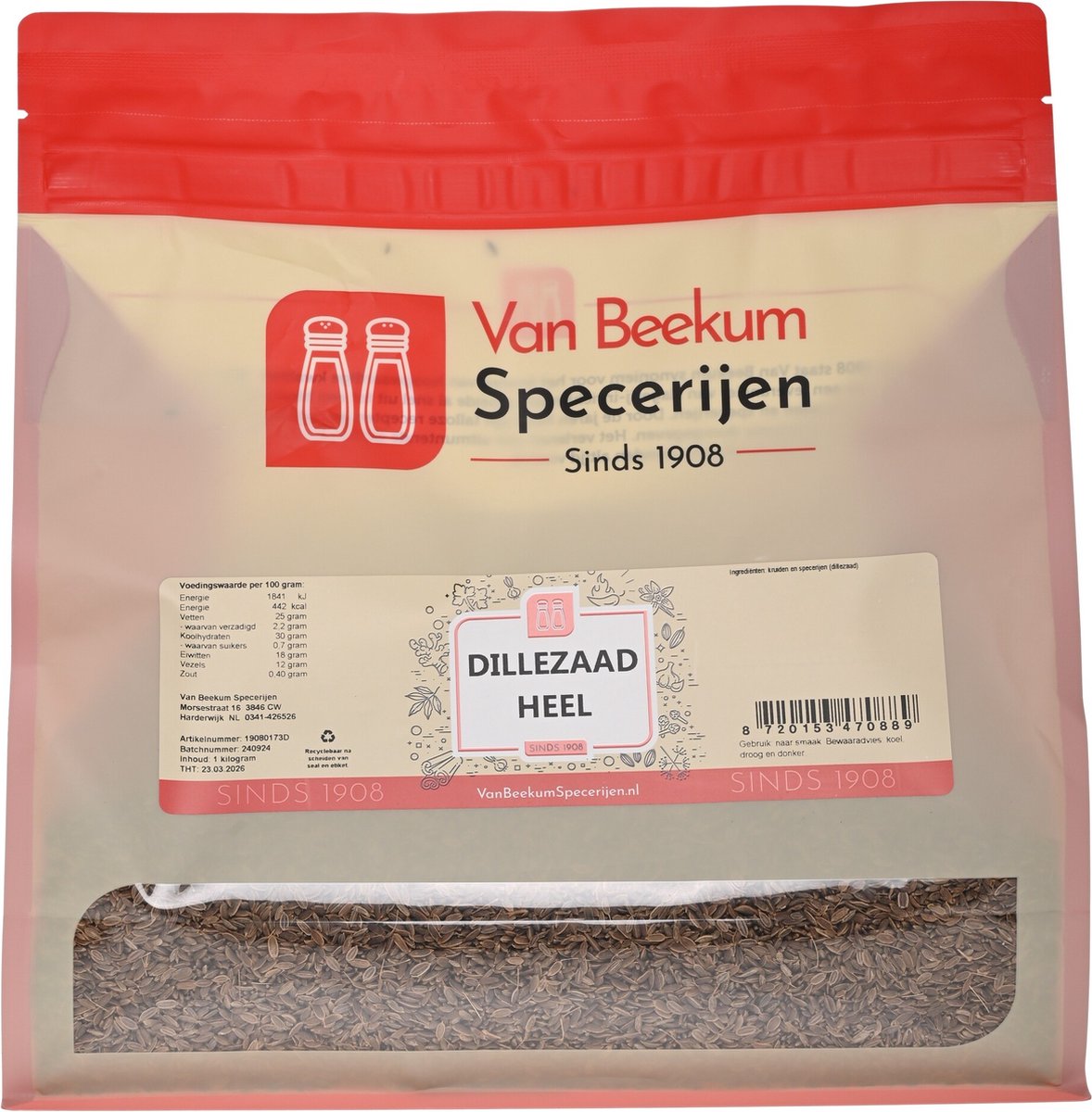 Goedkoopste Van Beekum Specerijen - Dillezaad Heel - 1 kilo (hersluitbare stazak