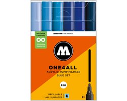 Molotow ONE4ALL 227HS Acrylstiften Set Blauw - 6 Stuks - 4mm - Blue Set