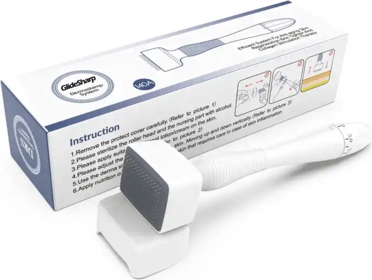 Goedkoopste Dermastamp - Derma Stamp - Dermarolling - Dermapen - Beter dan Derma Roller - 140 naalden - Verstelbaar van 0,3MM tot 3MM - Huid - Haargroei - Baardgroei - Dermastamp - Minoxidil