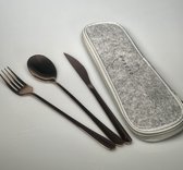 Afecto set de couverts to go doré rose - cuillère - fourchette - couteau en acier inoxydable - dans un emballage pratique à emporter - idéal pour le travail en vacances ou en déplacement